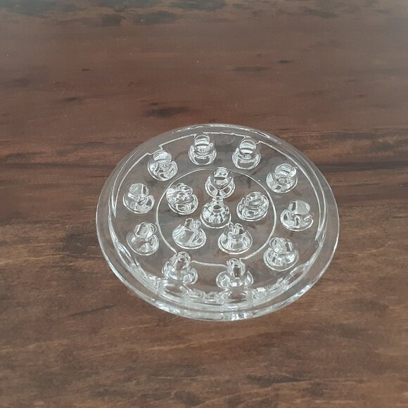 Vintage Flower Frog Glass w/ 16 Holes for Floral Arrangements Marble Display - Picture 4 of 4